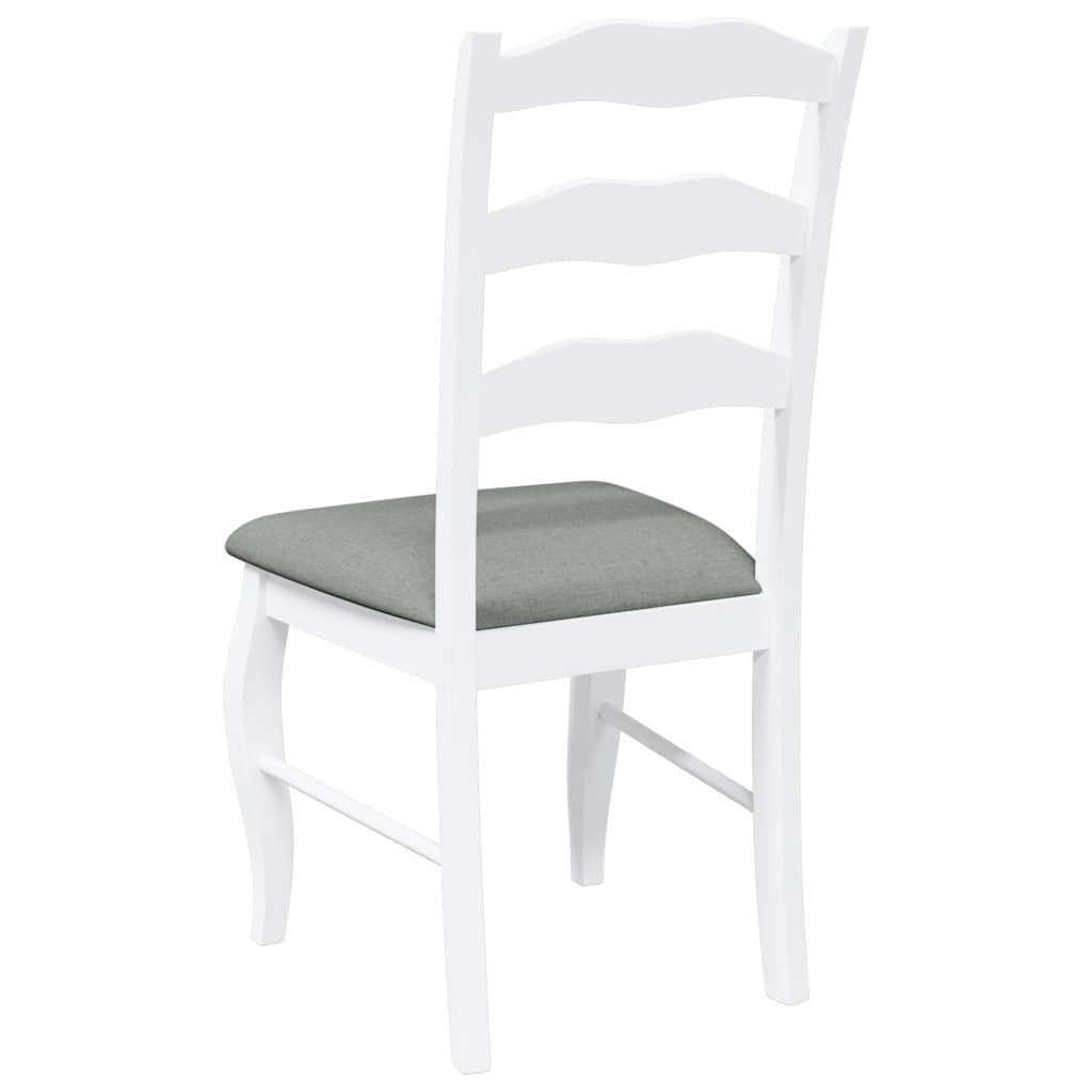 spisebordsstole med hynder 2 stk. massivt gummitræ hvid