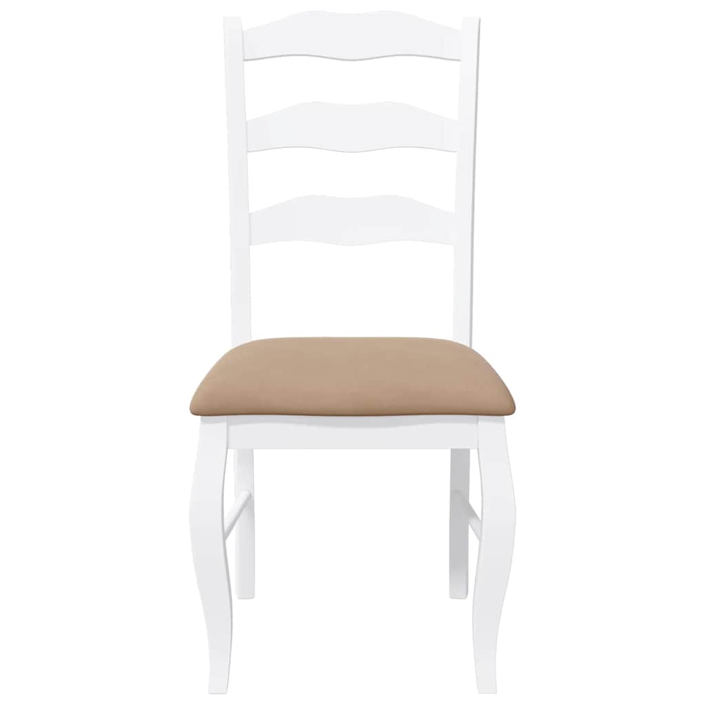 spisebordsstole med hynder 2 stk. massivt gummitræ hvid