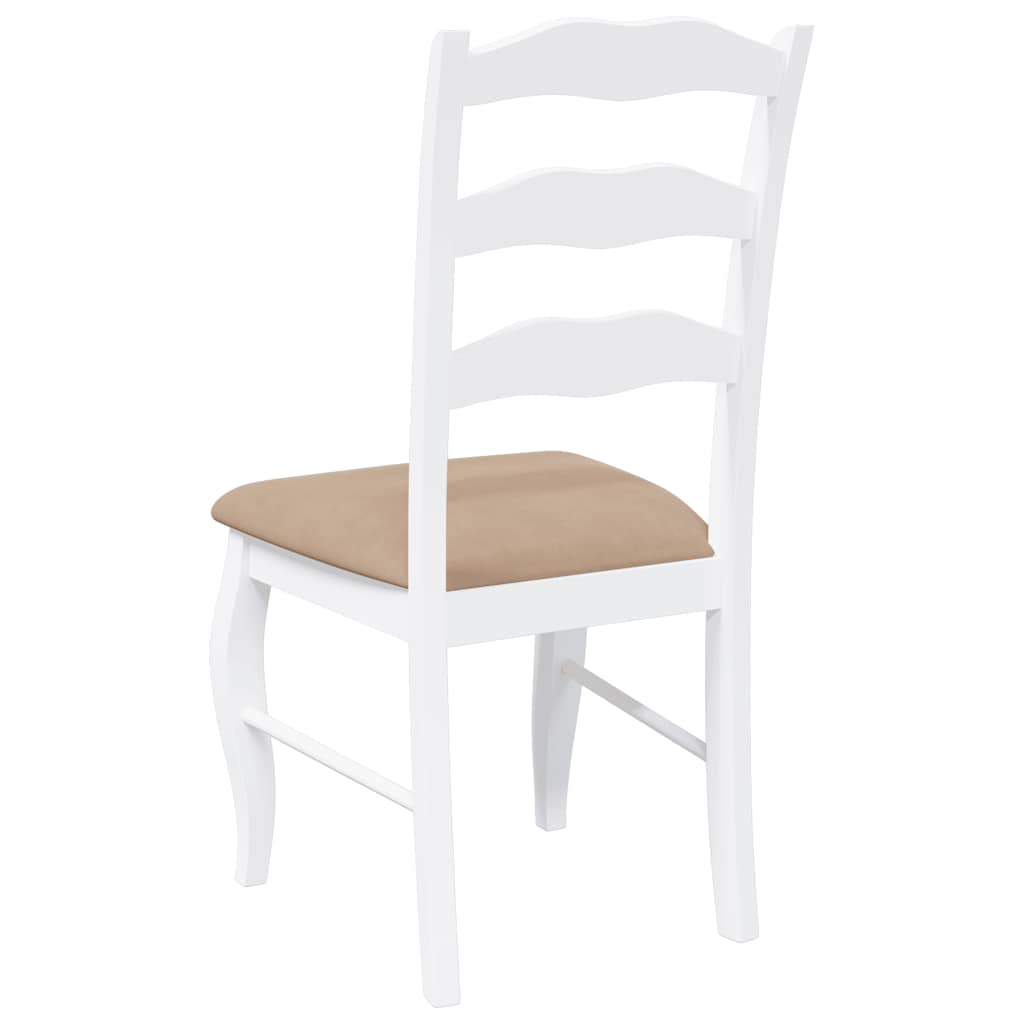 spisebordsstole med hynder 2 stk. massivt gummitræ hvid