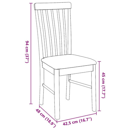 spisebordsstole med hynder 2 stk. massivt gummitræ brun