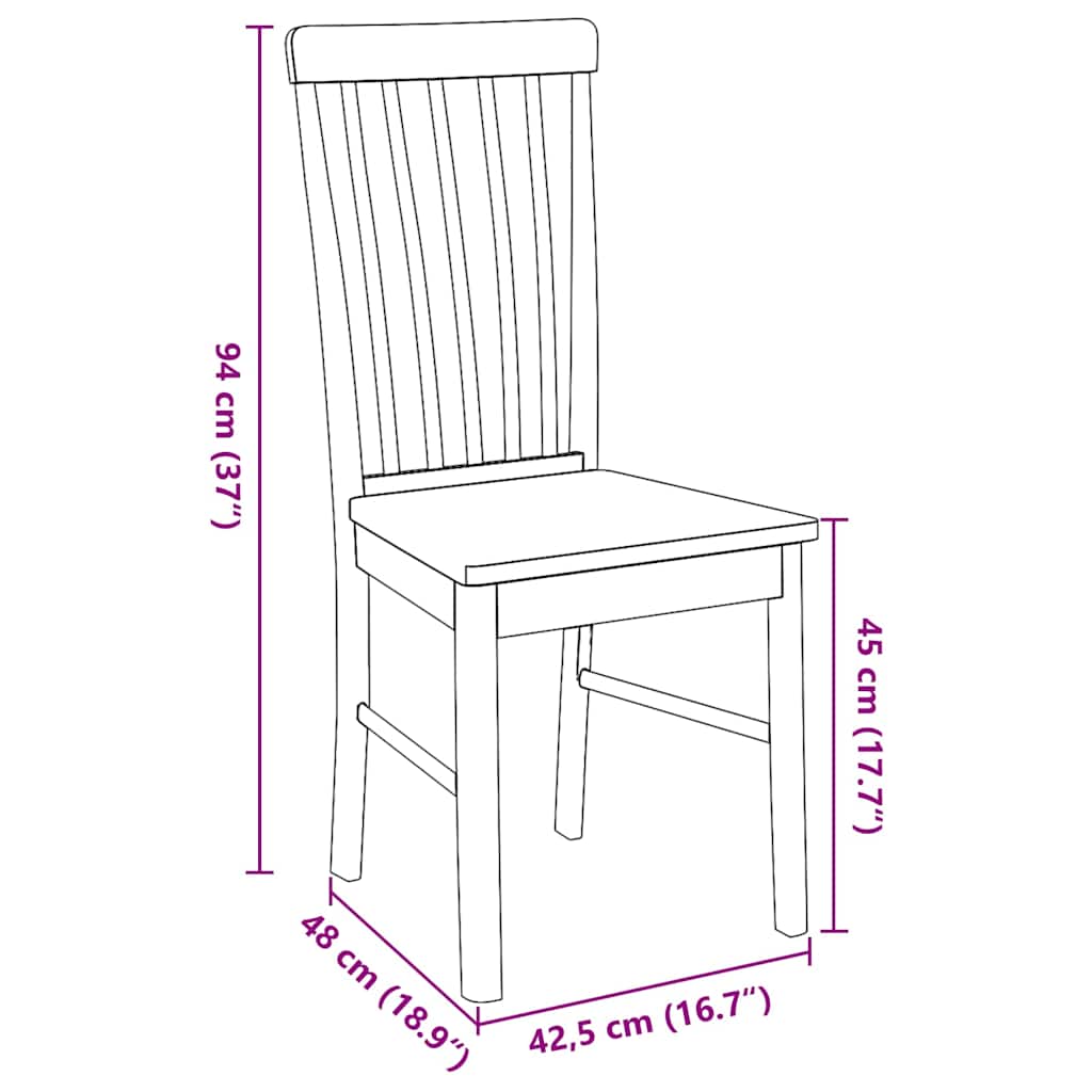 spisebordsstole 2 stk. massivt gummitræ