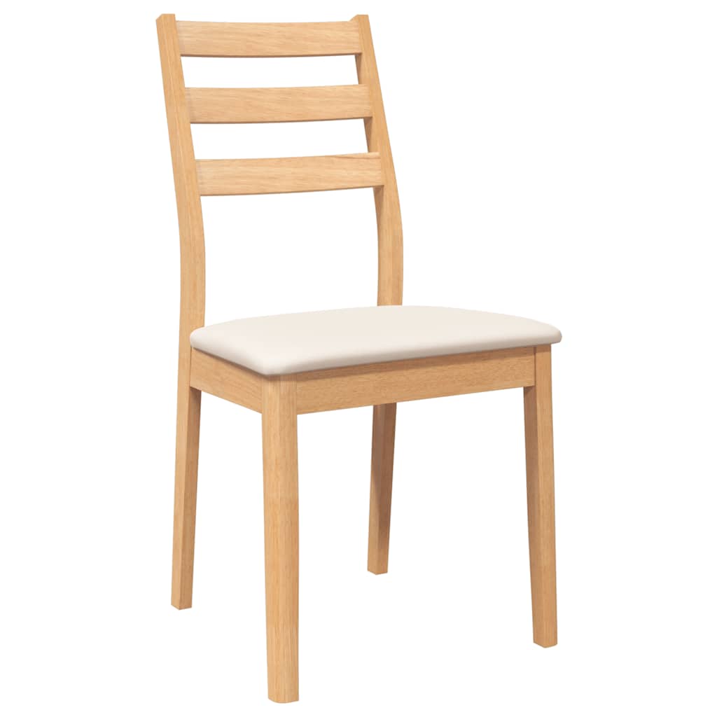 spisebordsstole med hynder 2 stk. massivt gummitræ naturfarvet