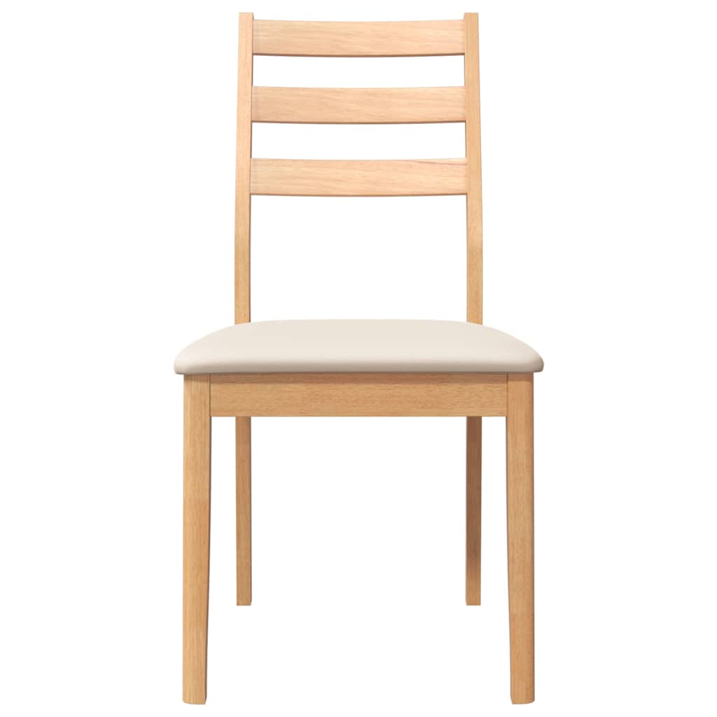 spisebordsstole med hynder 2 stk. massivt gummitræ naturfarvet
