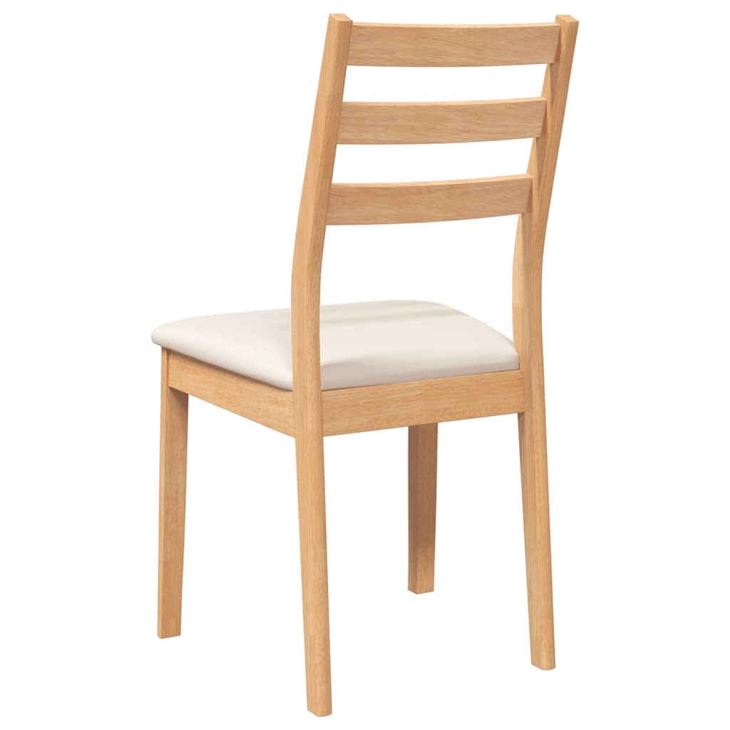 spisebordsstole med hynder 2 stk. massivt gummitræ naturfarvet