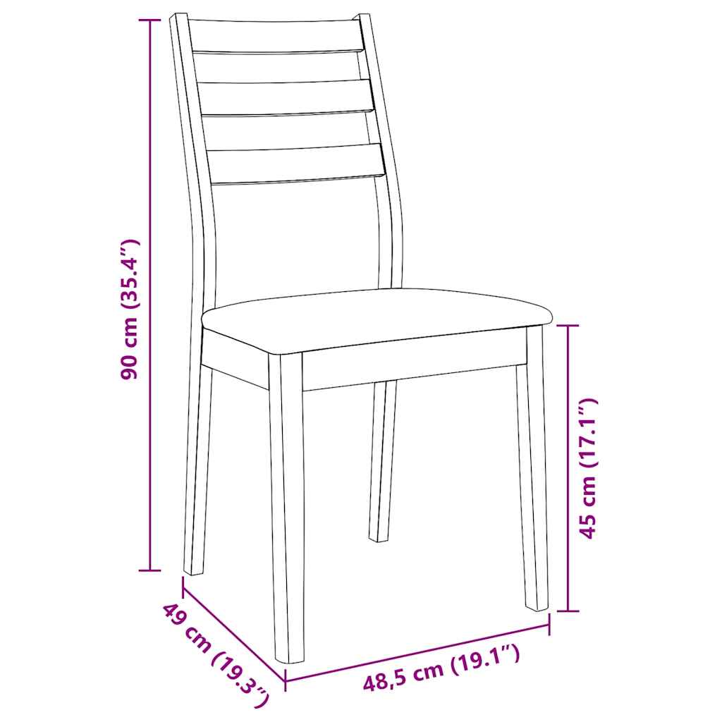 spisebordsstole med hynder 2 stk. massivt gummitræ hvid