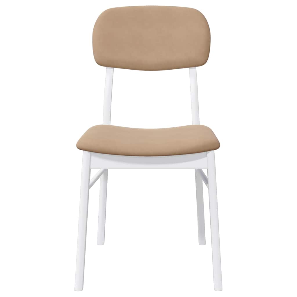 spisebordsstole med hynder 2 stk. massivt gummitræ hvid