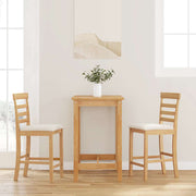 barstole med hynder 2 stk. massivt gummitræ naturfarvet