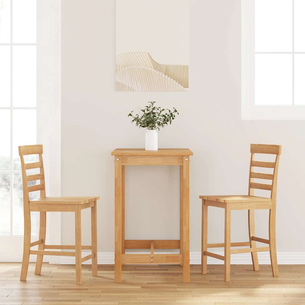 barstole 2 stk. massivt gummitræ naturfarvet