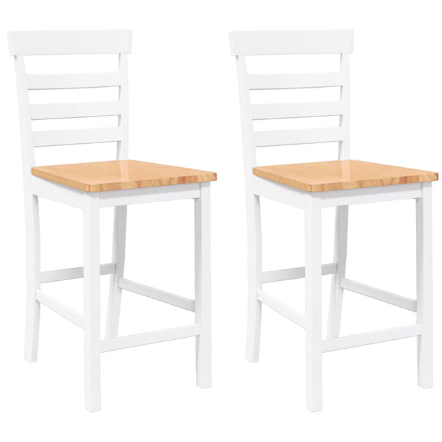 barstole 2 stk. massivt gummitræ hvid