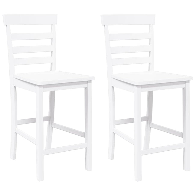 barstole 2 stk. massivt gummitræ hvid