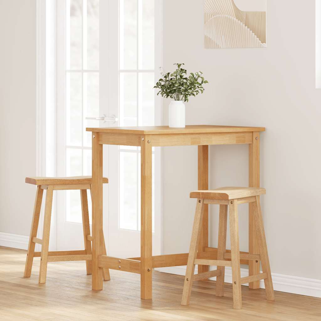 barstole 2 stk. massivt gummitræ naturfarvet