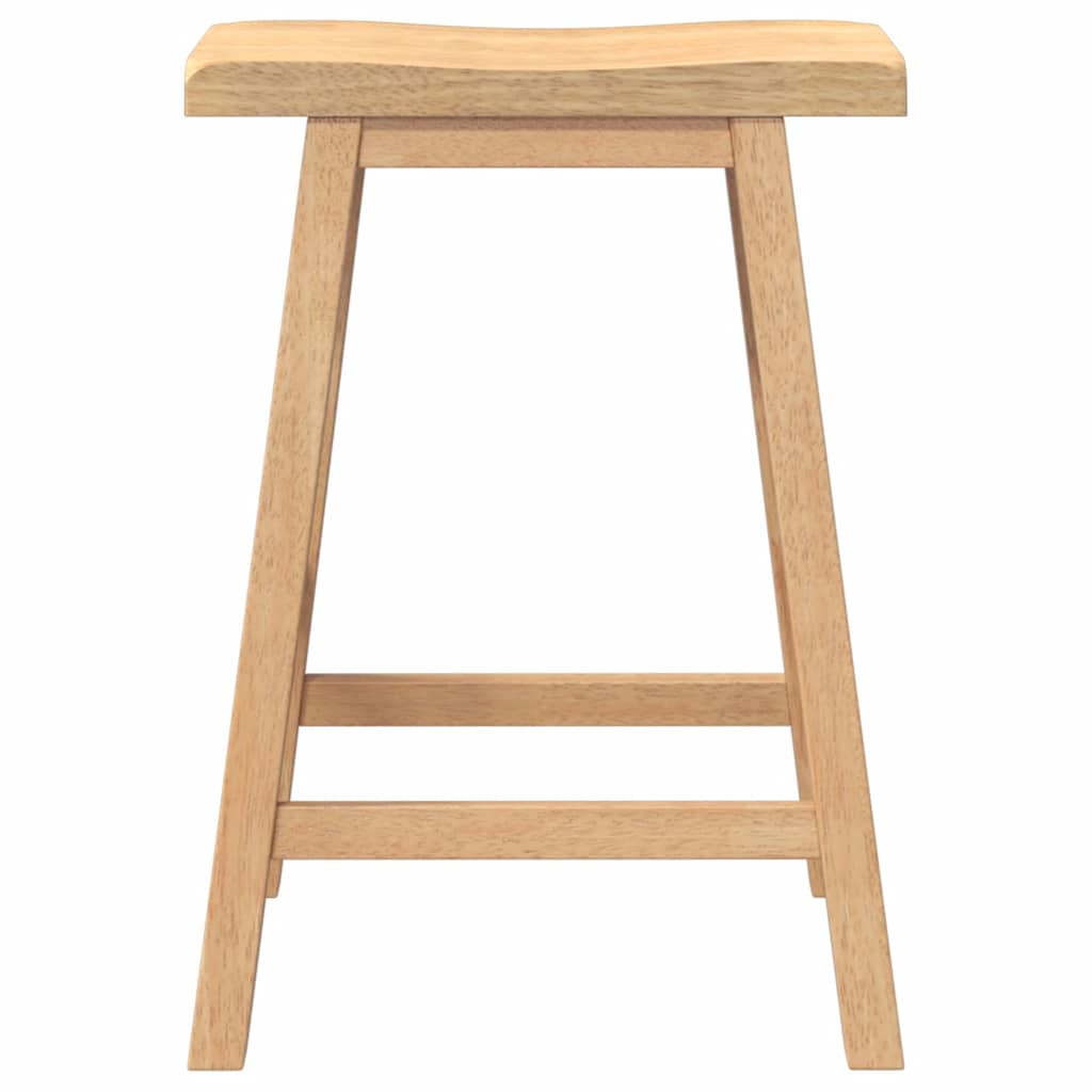 barstole 2 stk. massivt gummitræ naturfarvet