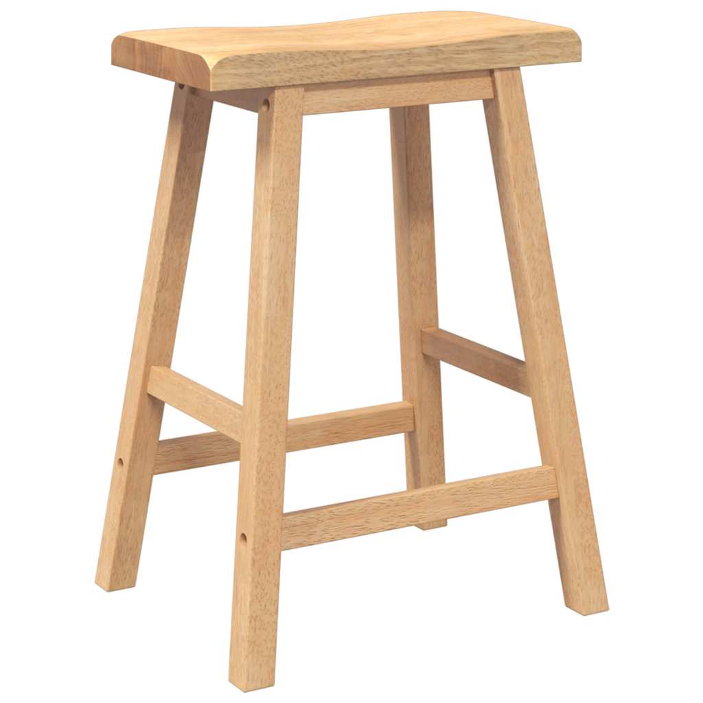 barstole 2 stk. massivt gummitræ naturfarvet