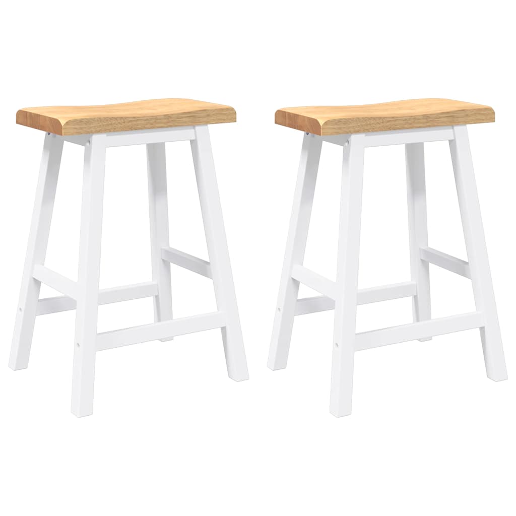 barstole 2 stk. massivt gummitræ hvid