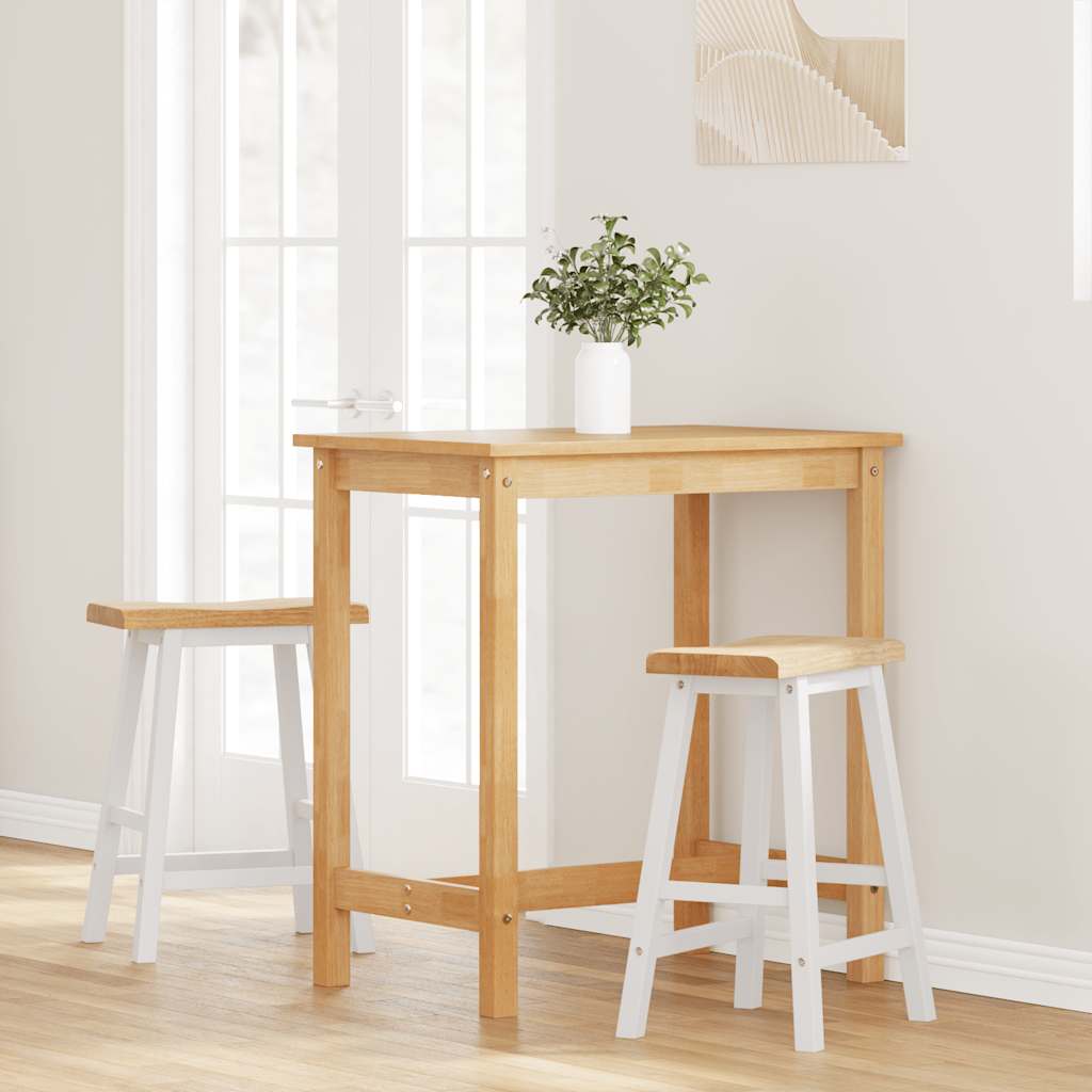 barstole 2 stk. massivt gummitræ hvid