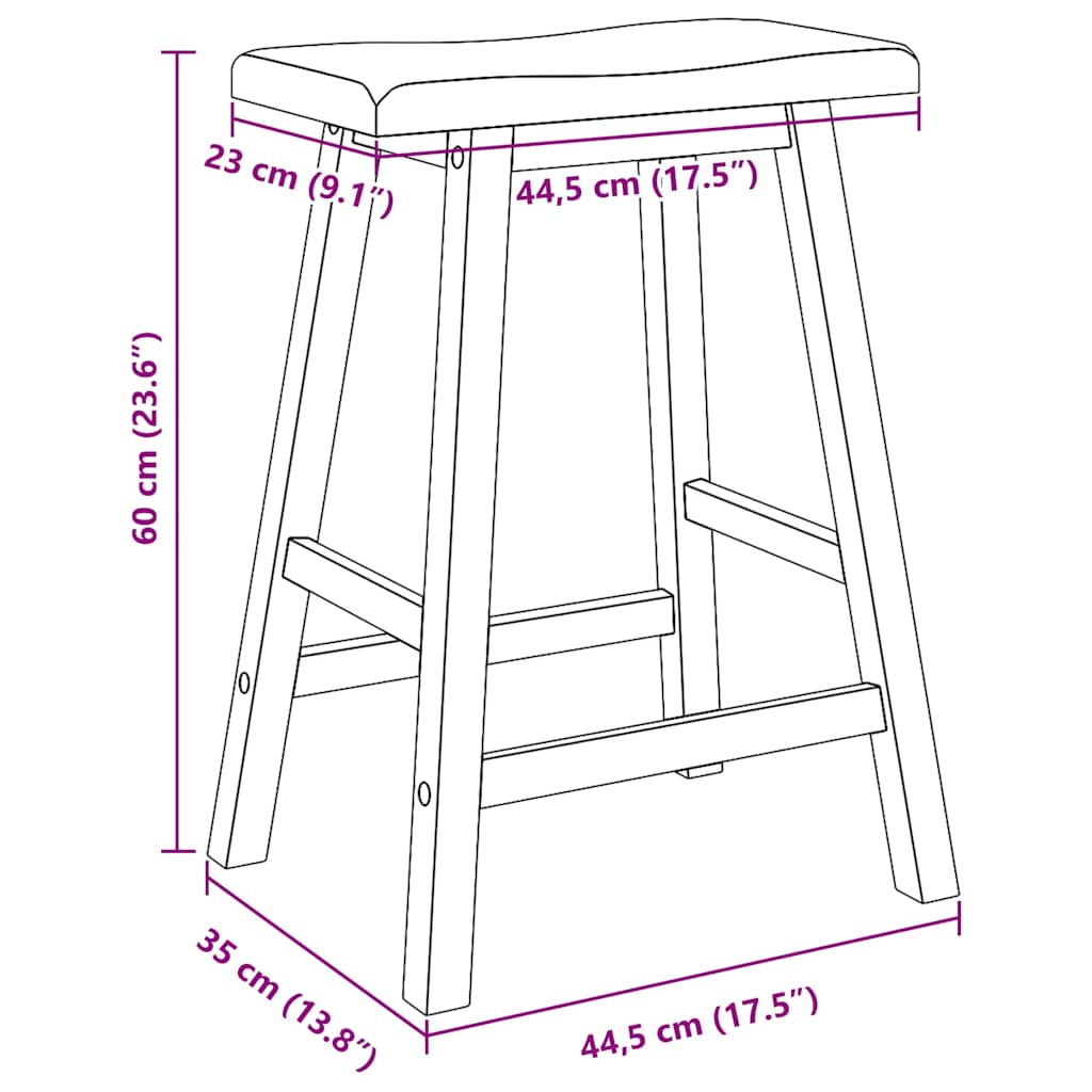 barstole 2 stk. massivt gummitræ hvid
