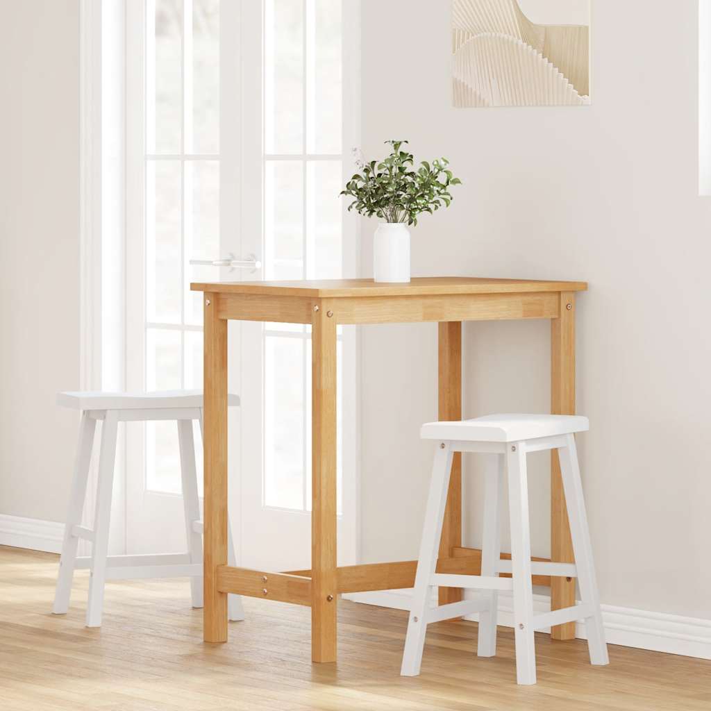 barstole 2 stk. massivt gummitræ hvid