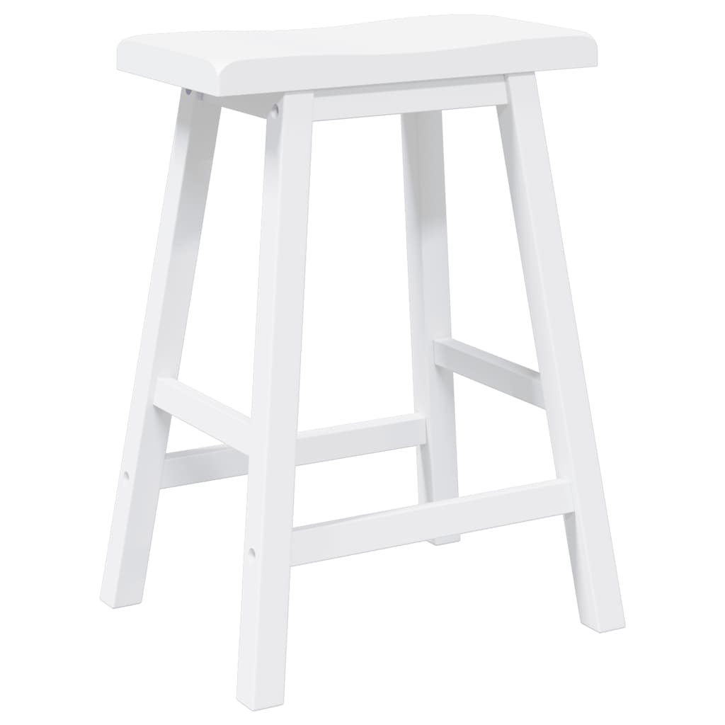 barstole 2 stk. massivt gummitræ hvid
