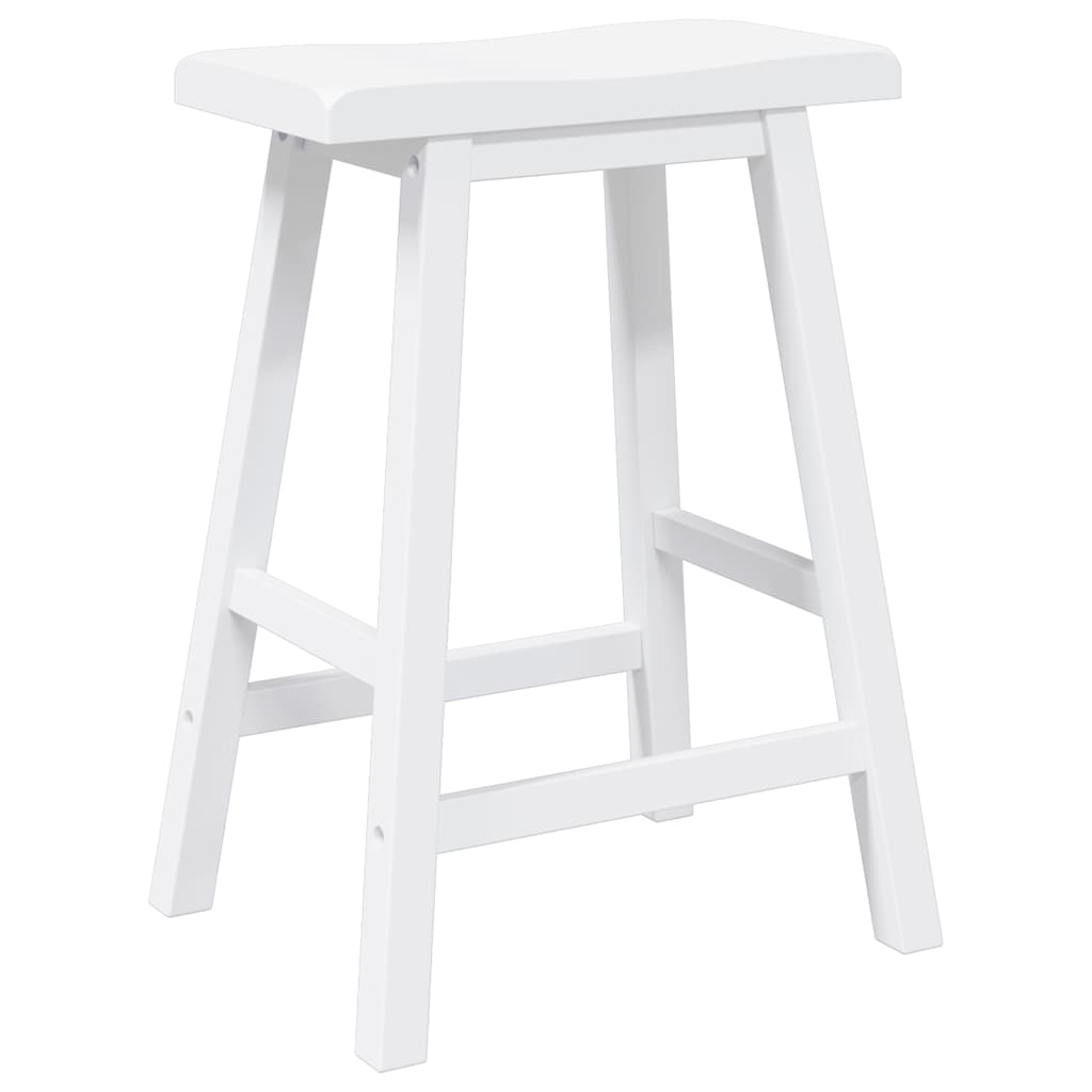 barstole 2 stk. massivt gummitræ hvid