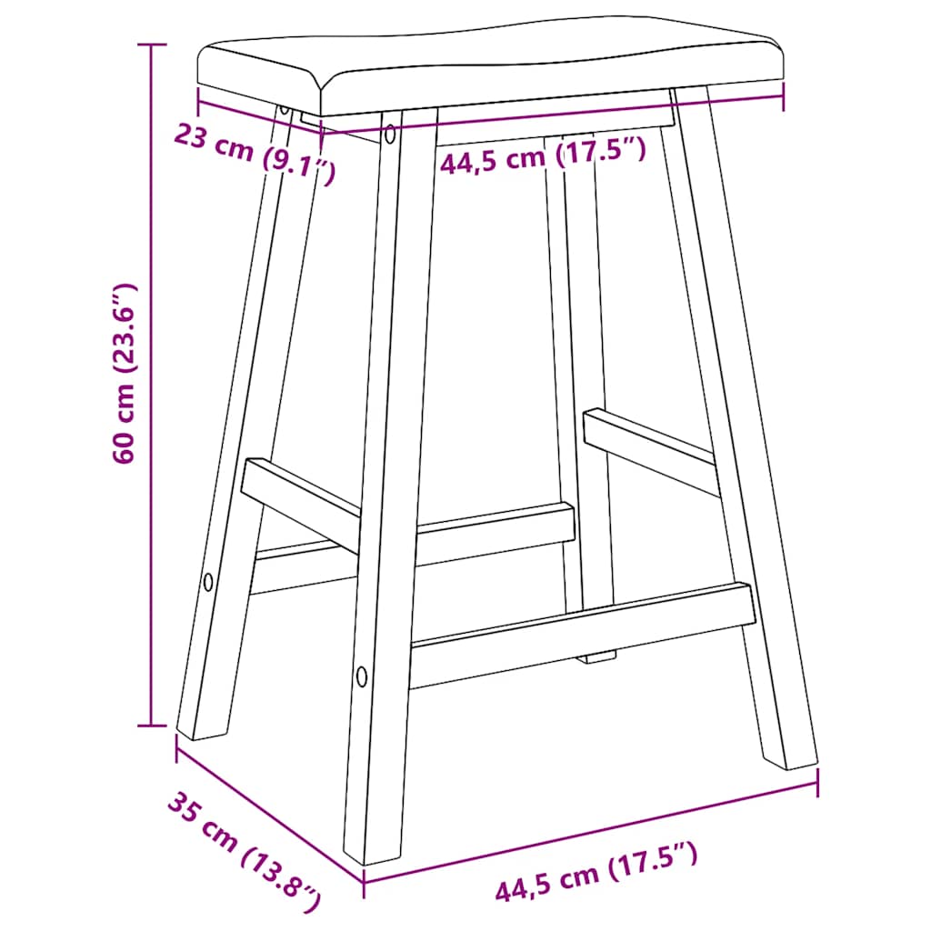 barstole 2 stk. massivt gummitræ hvid
