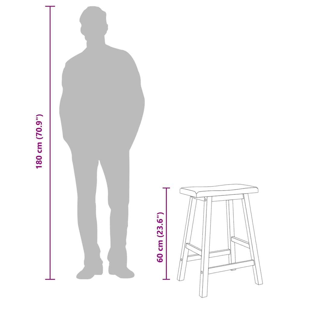 barstole 2 stk. massivt gummitræ hvid