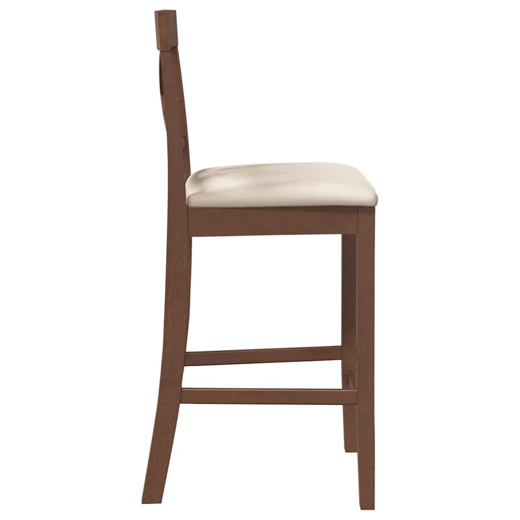 barstole med hynder 2 stk. massivt gummitræ brun