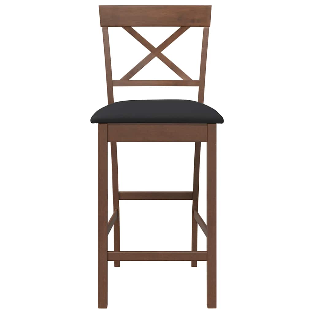 barstole med hynder 2 stk. massivt gummitræ brun