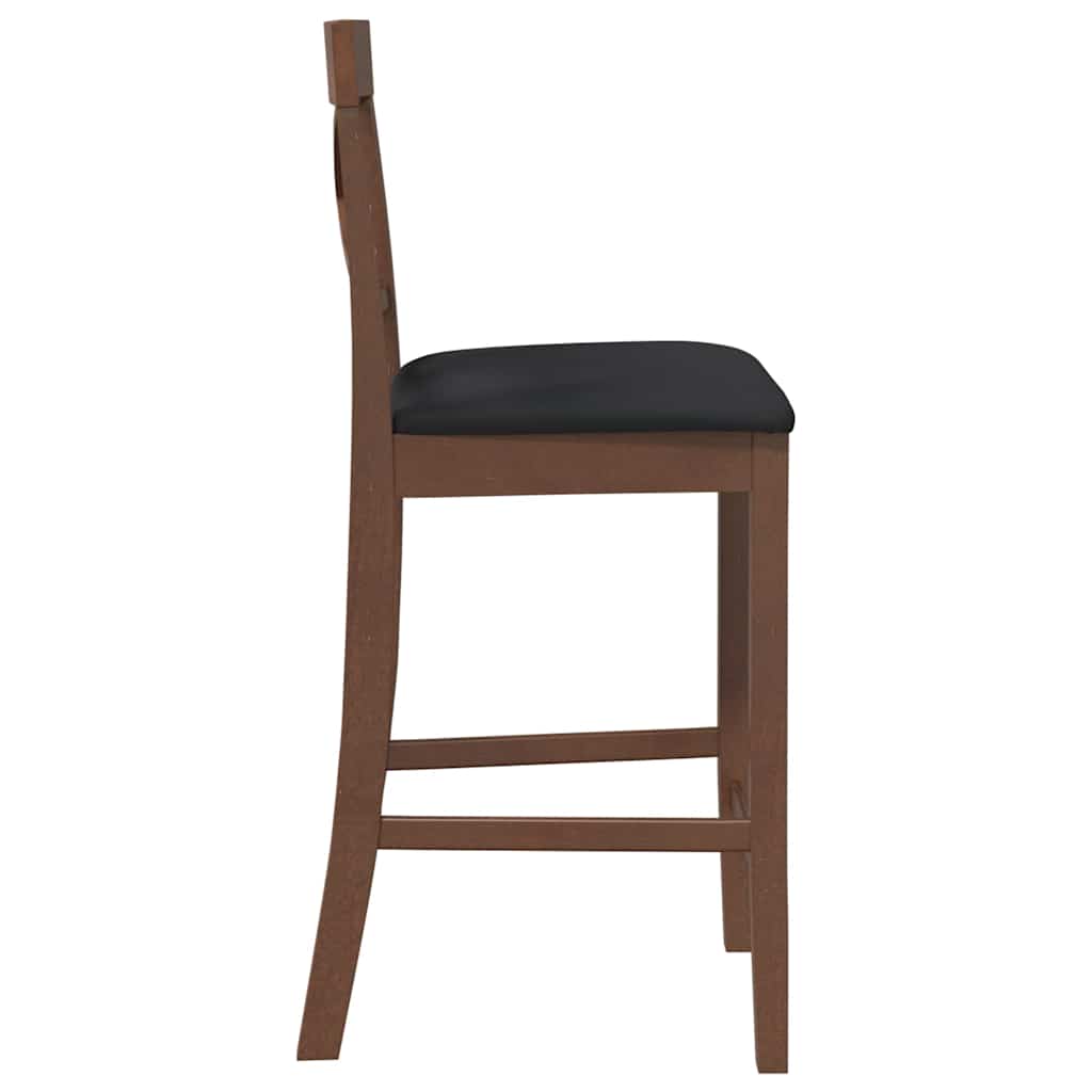barstole med hynder 2 stk. massivt gummitræ brun