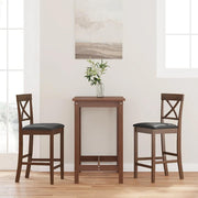 barstole med hynder 2 stk. massivt gummitræ brun