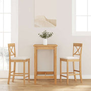 barstole med hynder 2 stk. massivt gummitræ naturfarvet