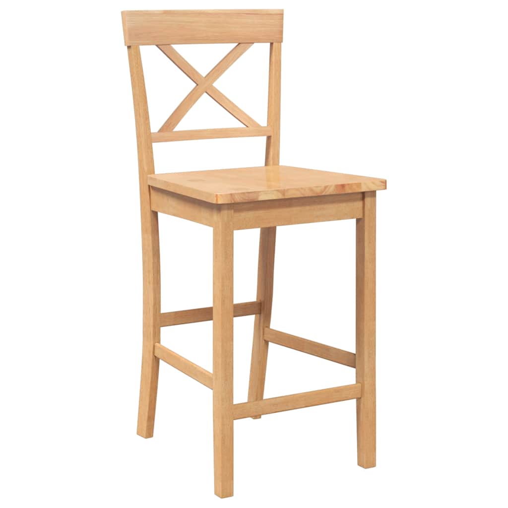 barstole 2 stk. massivt gummitræ naturfarvet