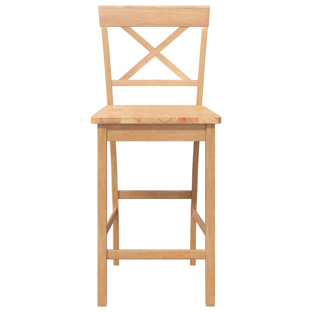 barstole 2 stk. massivt gummitræ naturfarvet