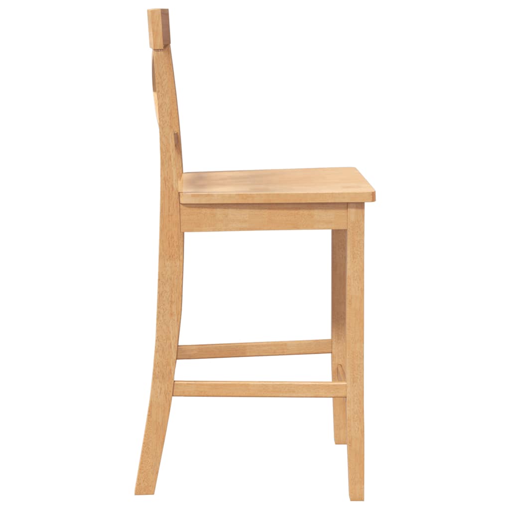 barstole 2 stk. massivt gummitræ naturfarvet