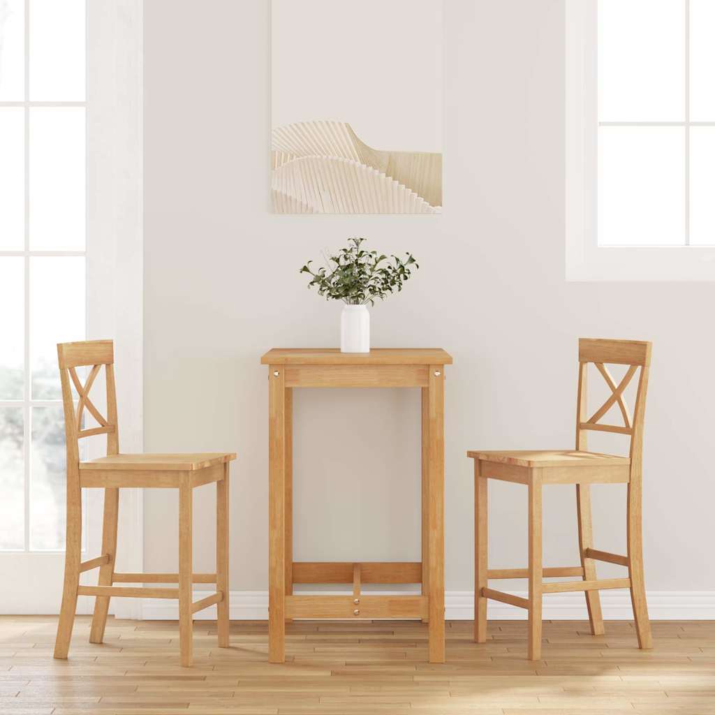 barstole 2 stk. massivt gummitræ naturfarvet