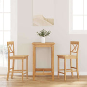 barstole 2 stk. massivt gummitræ naturfarvet