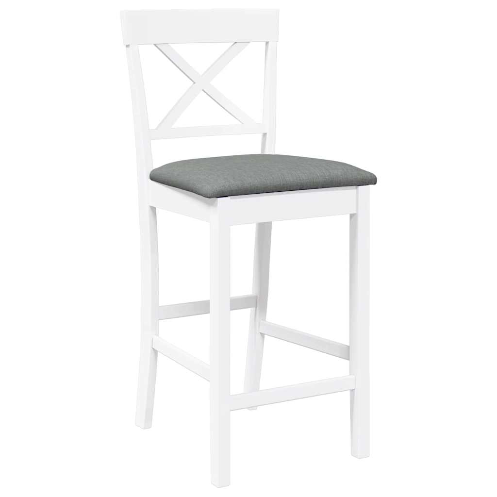 barstole med hynder 2 stk. massivt gummitræ hvid