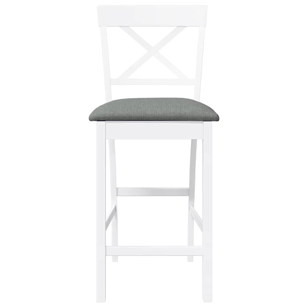 barstole med hynder 2 stk. massivt gummitræ hvid