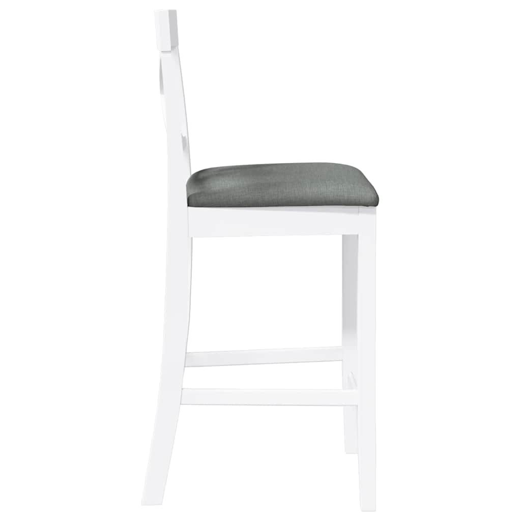 barstole med hynder 2 stk. massivt gummitræ hvid