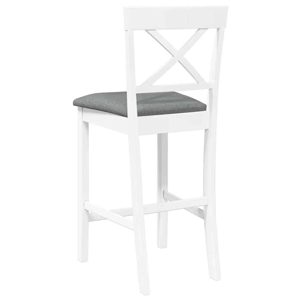 barstole med hynder 2 stk. massivt gummitræ hvid