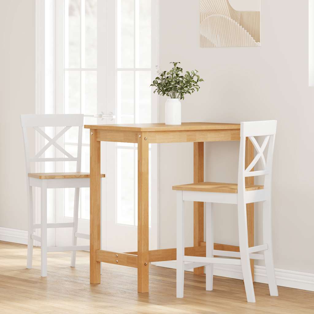 barstole 2 stk. massivt gummitræ hvid