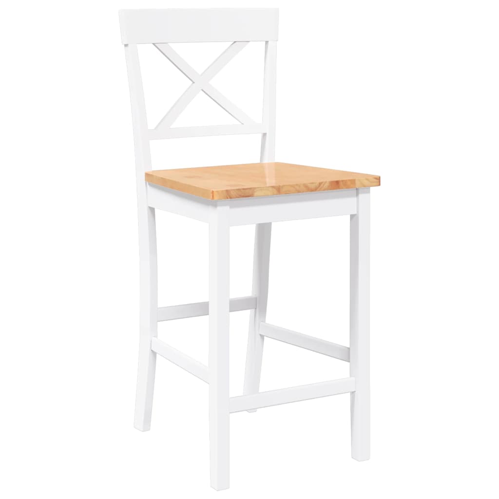 barstole 2 stk. massivt gummitræ hvid