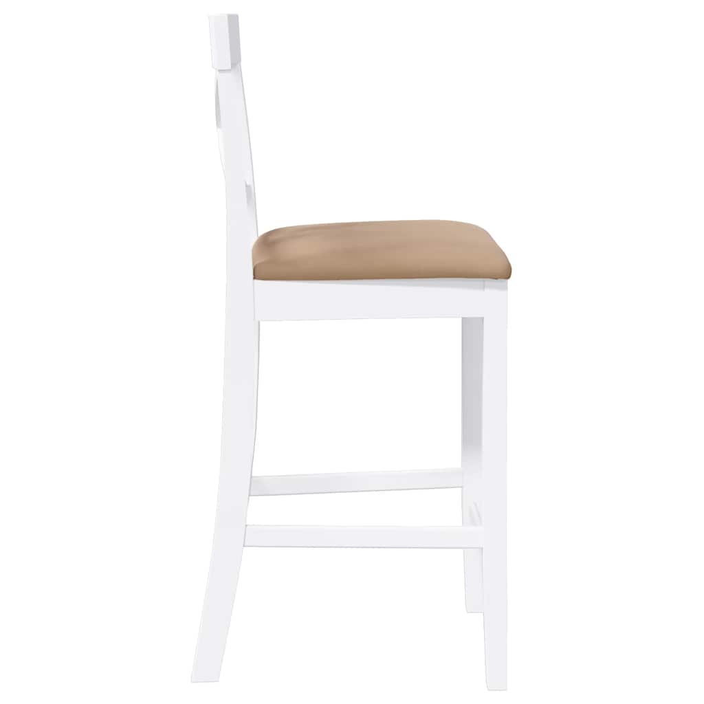 barstole med hynder 2 stk. massivt gummitræ hvid