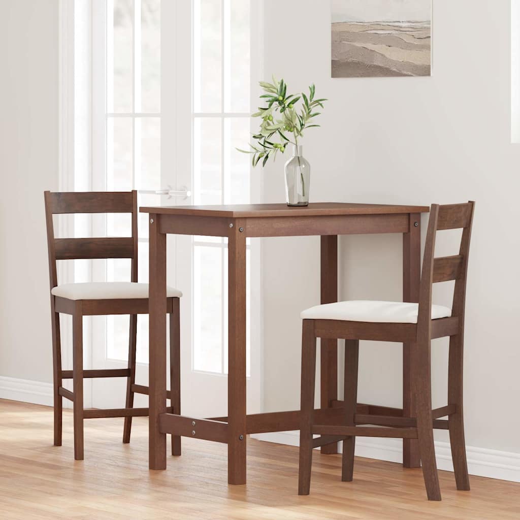 barstole med hynder 2 stk. massivt gummitræ brun