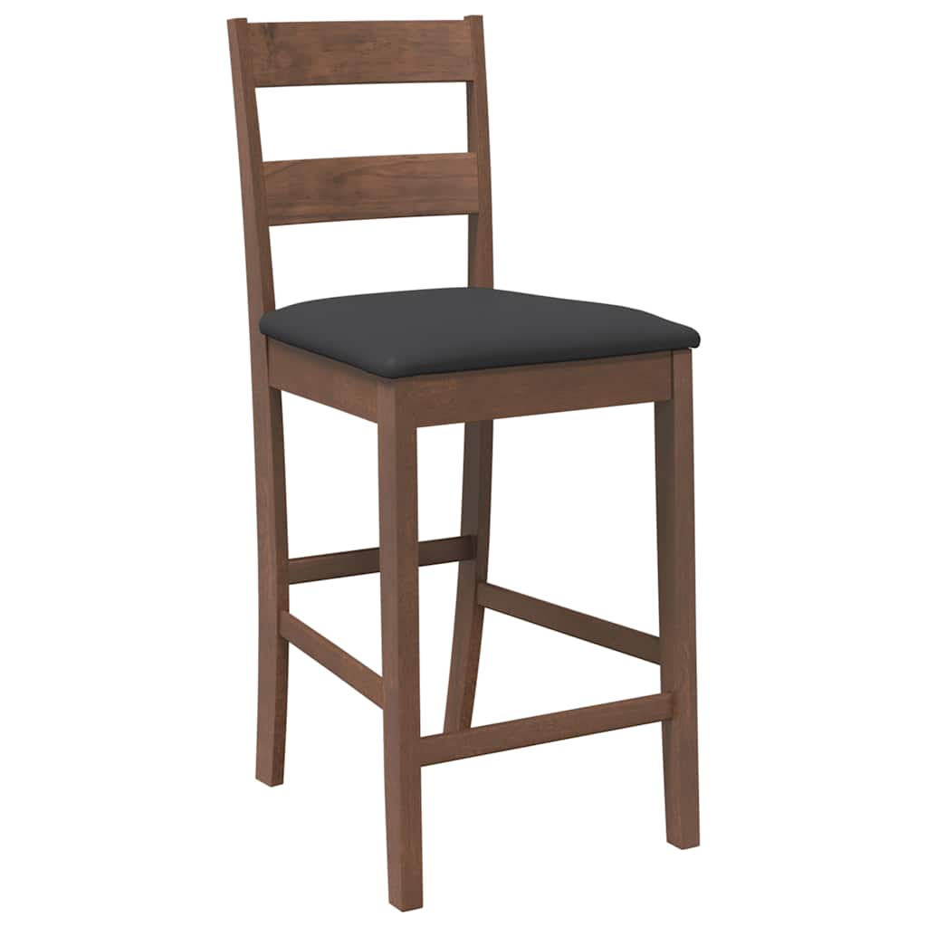 barstole med hynder 2 stk. massivt gummitræ brun