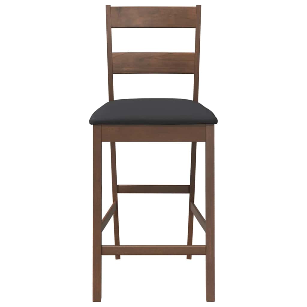 barstole med hynder 2 stk. massivt gummitræ brun