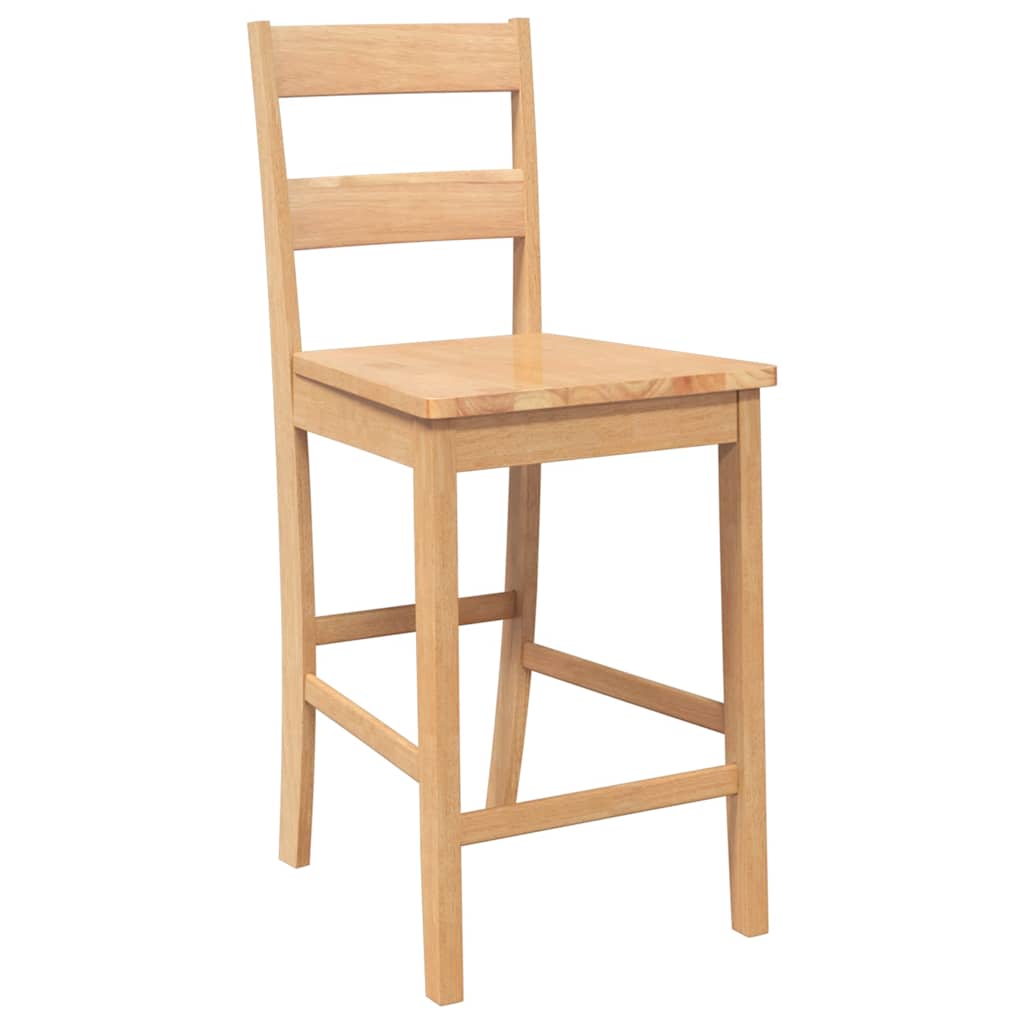 barstole 2 stk. massivt gummitræ naturfarvet