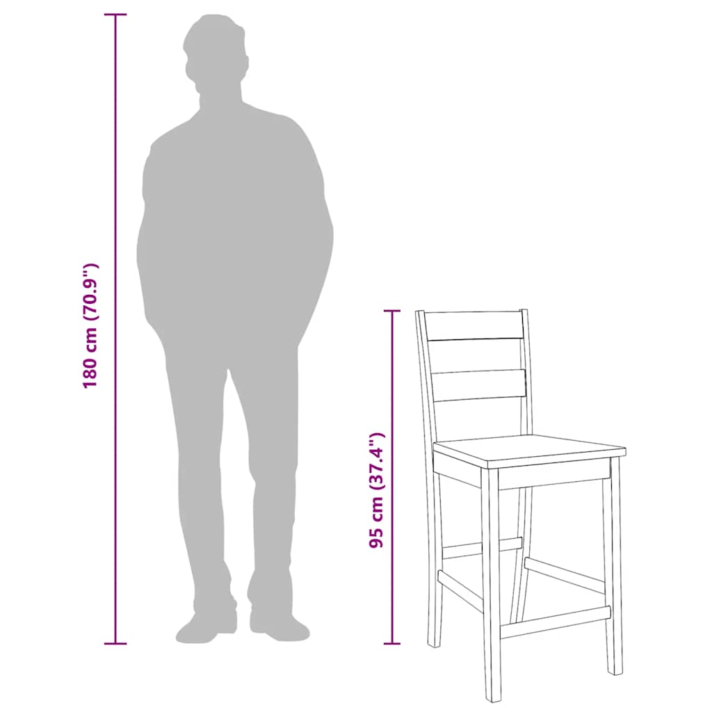 barstole 2 stk. massivt gummitræ hvid