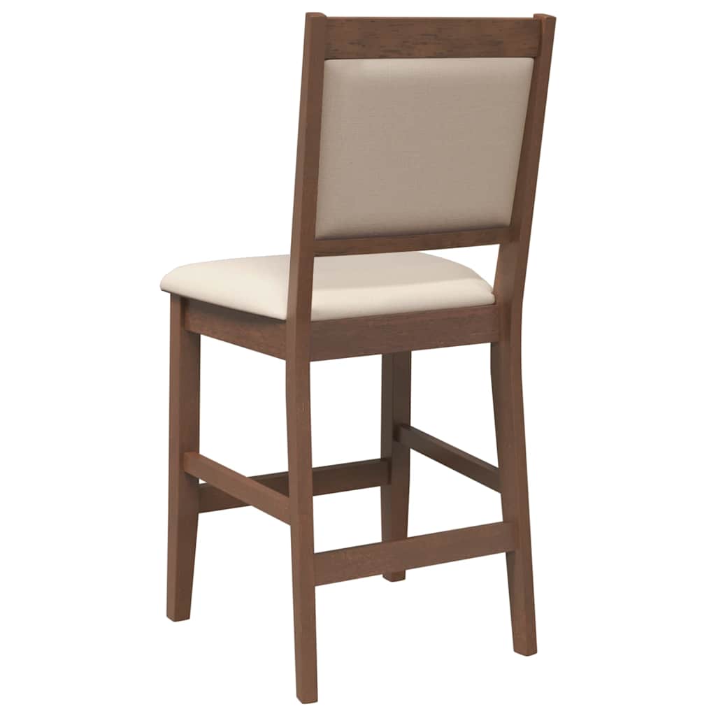 barstole med hynder 2 stk. massivt gummitræ brun