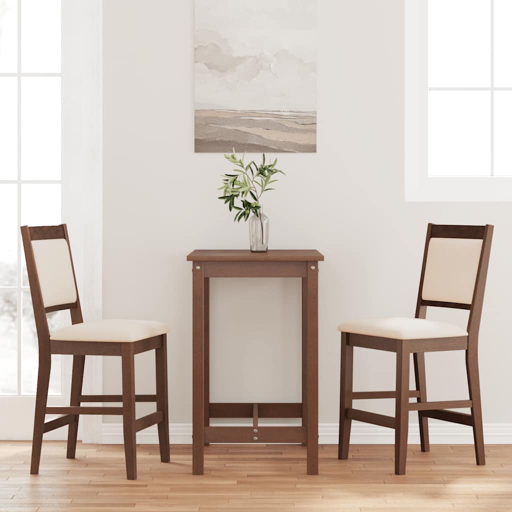 barstole med hynder 2 stk. massivt gummitræ brun