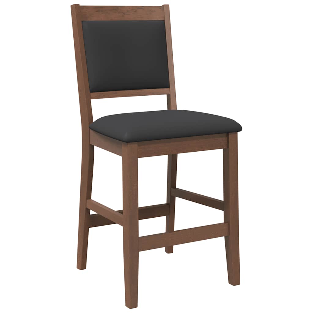 barstole med hynder 2 stk. massivt gummitræ brun